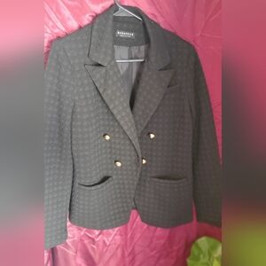 Bagatelle Textured Black Blazer with Gold Buttons